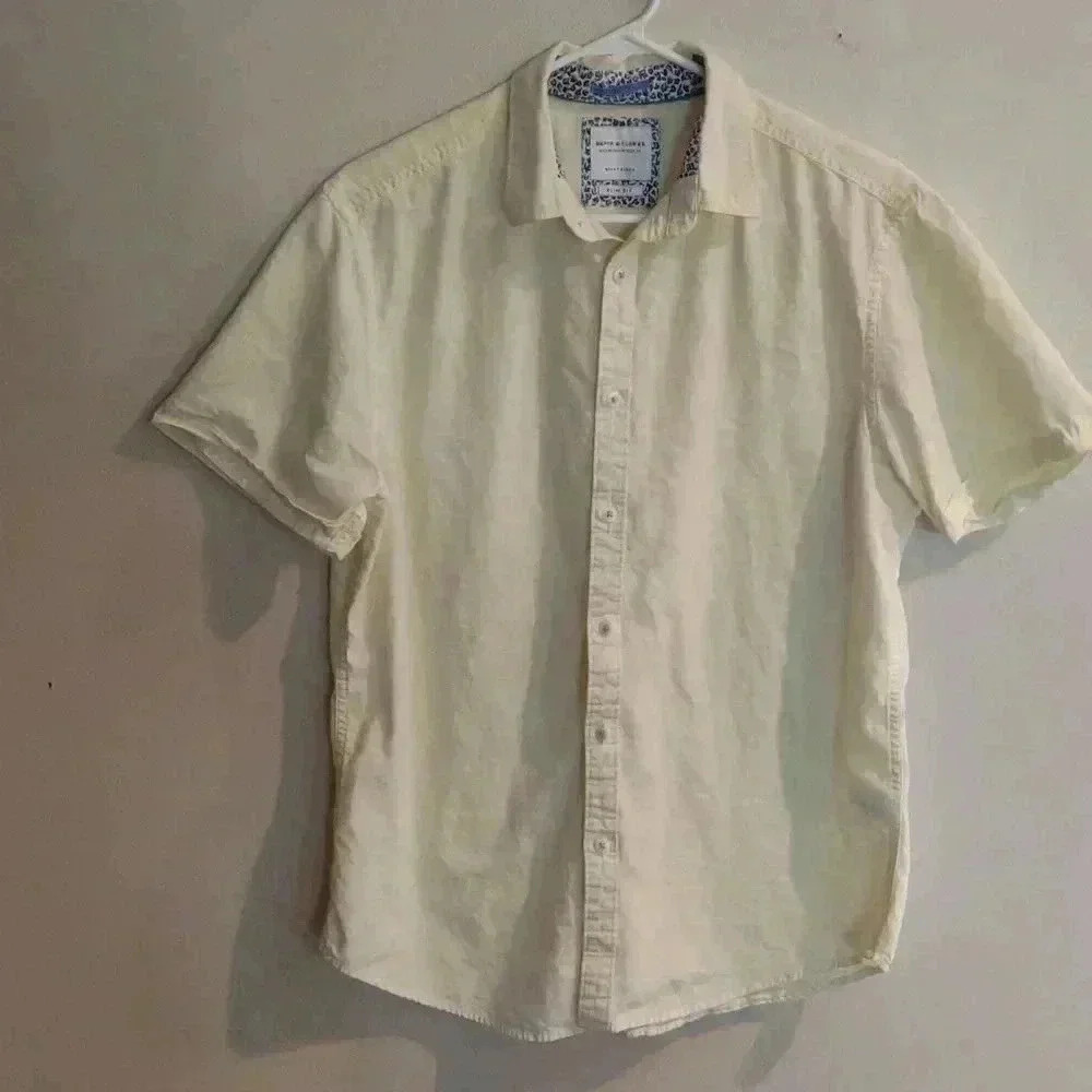Men's Denim & Flower slim fit yellow button down size medium